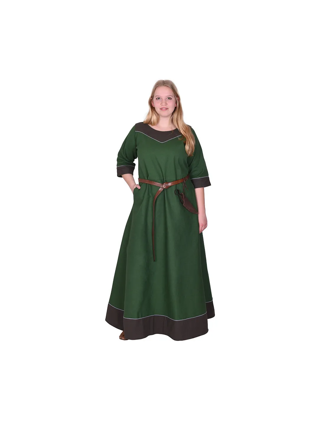 Robe médiévale en coton modèle Gesine, vert ⚔️ Boutique Épées