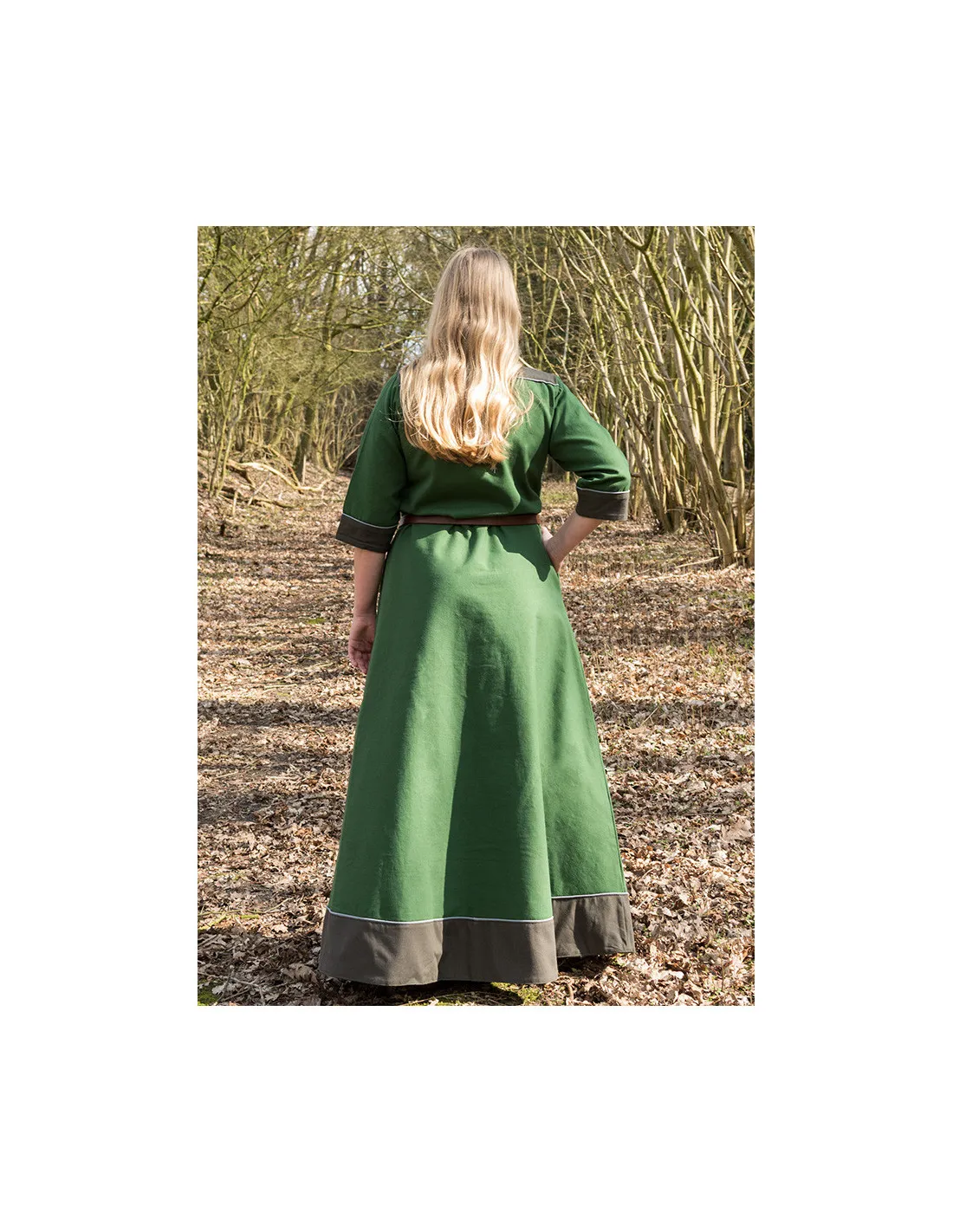 Robe médiévale en coton modèle Gesine, vert ⚔️ Boutique Épées