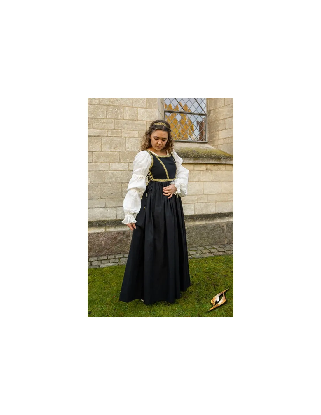 Robe Médiévale Lucrecia Noir-Blanc Ivoire ⚔️ Boutique Épées