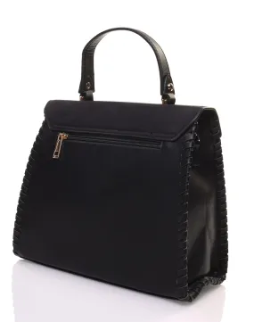 Sac cartable bi matière noir