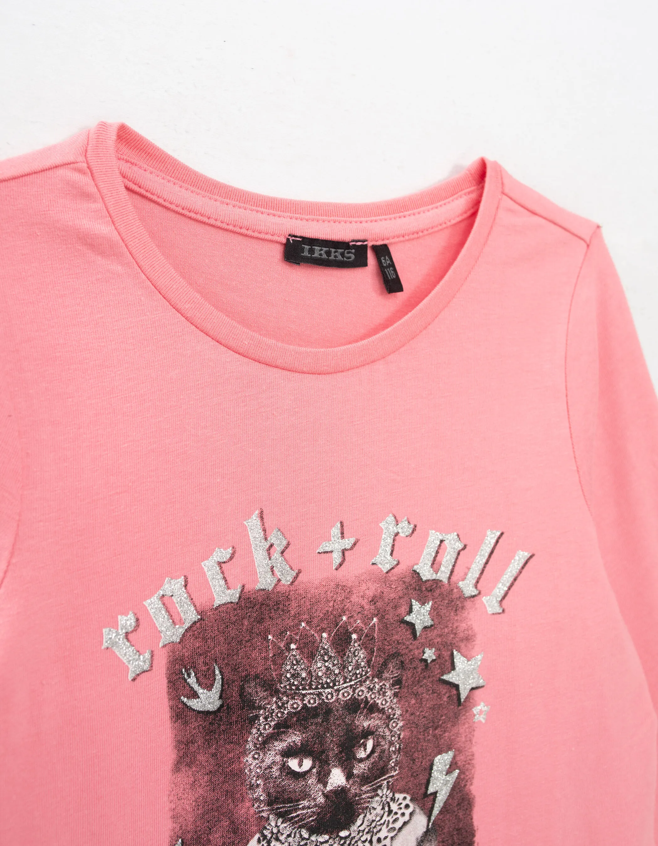 T-shirt rose vif visuel chat-princesse fille