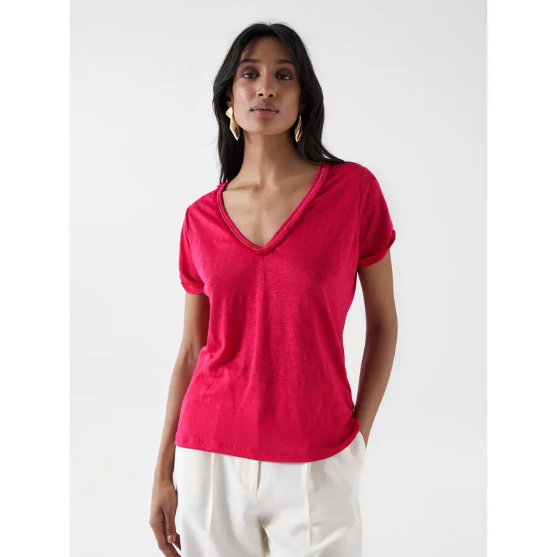 T-shirt slim essential rouge bordeaux femme - Tommy Jeans | wimod