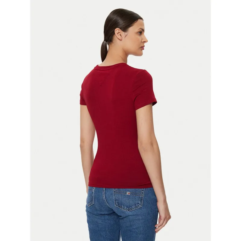 T-shirt slim essential rouge bordeaux femme - Tommy Jeans | wimod