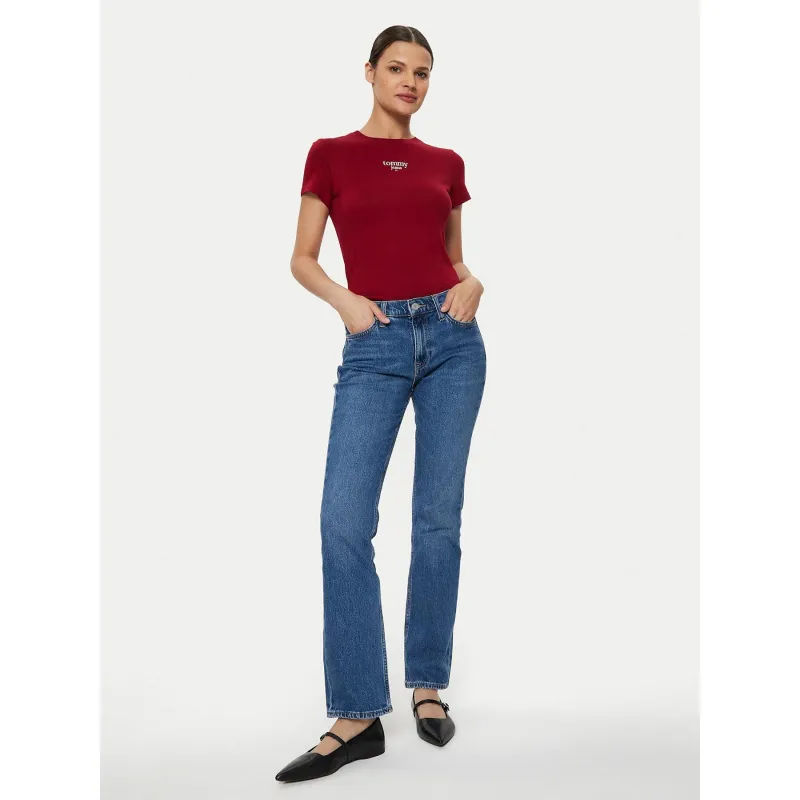 T-shirt slim essential rouge bordeaux femme - Tommy Jeans | wimod