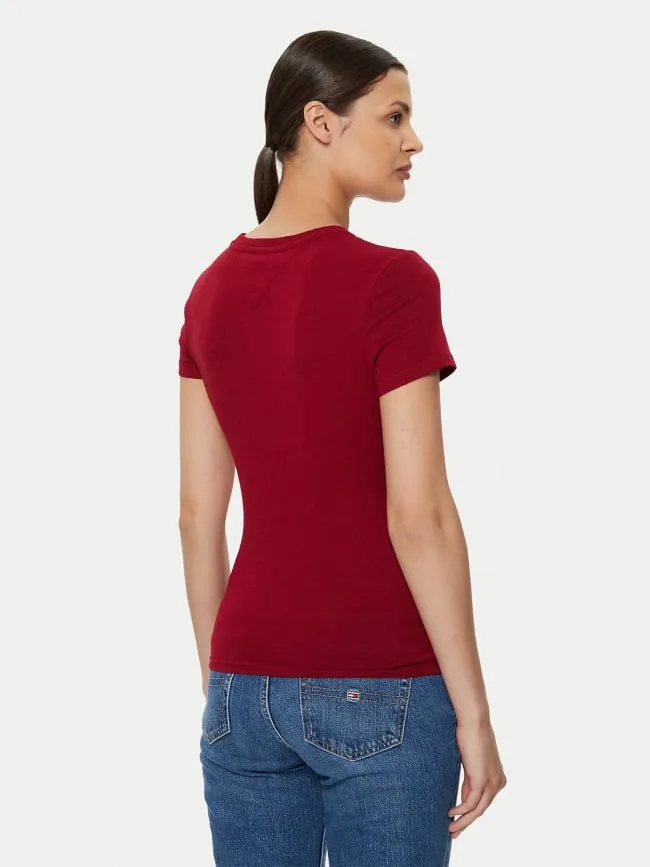 T-shirt slim essential rouge bordeaux femme - Tommy Jeans | wimod