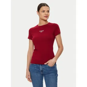 T-shirt slim essential rouge bordeaux femme - Tommy Jeans | wimod